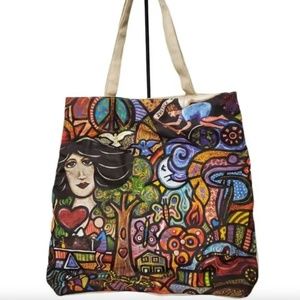True Religion Fragrances Tote Shopping Shoulder Bag Canvas Street Art Graffiti